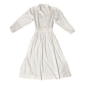 Lanz Originals Vintage Candy Striper Belted Dress White Pink Striped VS Collared